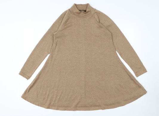 Womens UK Size 10 AX Paris Beige Tunic Jumper