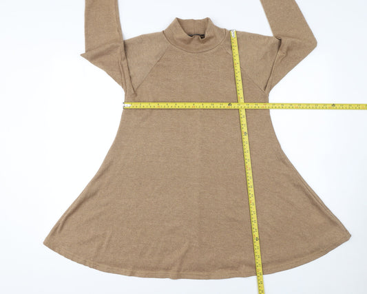 Womens UK Size 10 AX Paris Beige Tunic Jumper