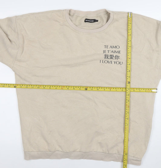 Womens UK Size L PRETTYLITTLETHING Beige Pullover Sweatshirt