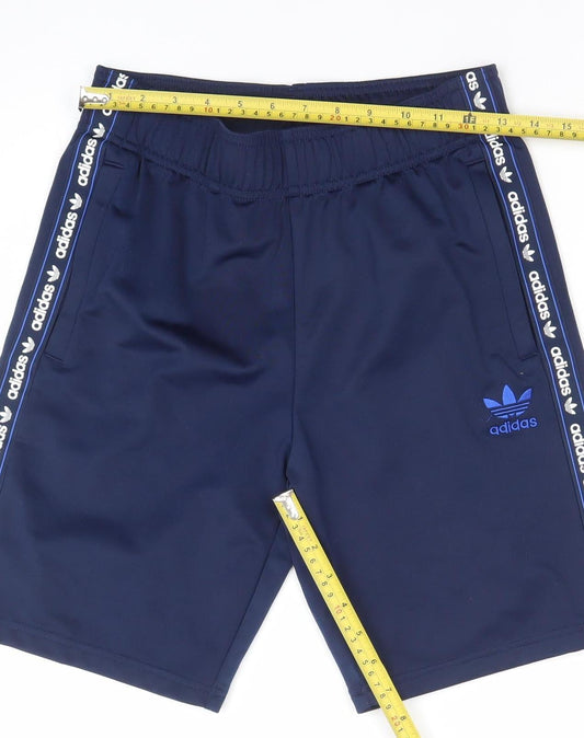 Adidas Boys Blue Athletic Shorts 13-14 Years Recycled Polyester Activewear