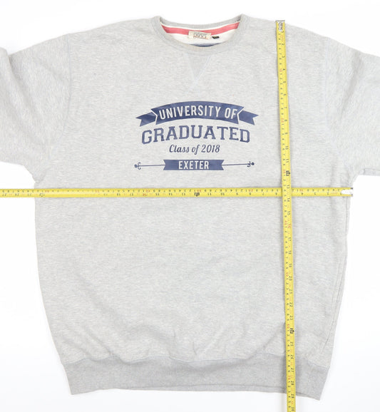 Mens UK Size XL Cotton Ridge Grey Pullover Sweatshirt