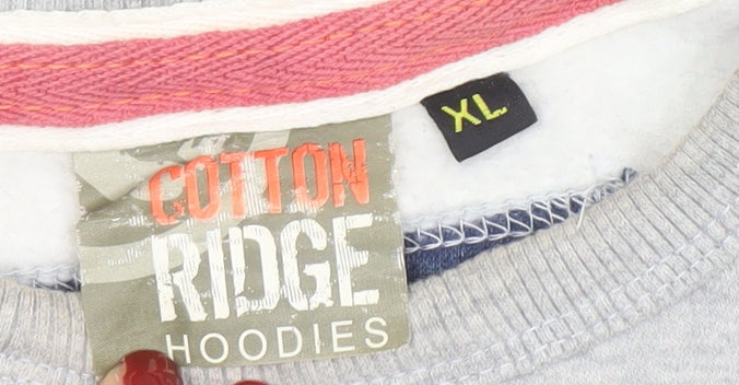 Mens UK Size XL Cotton Ridge Grey Pullover Sweatshirt