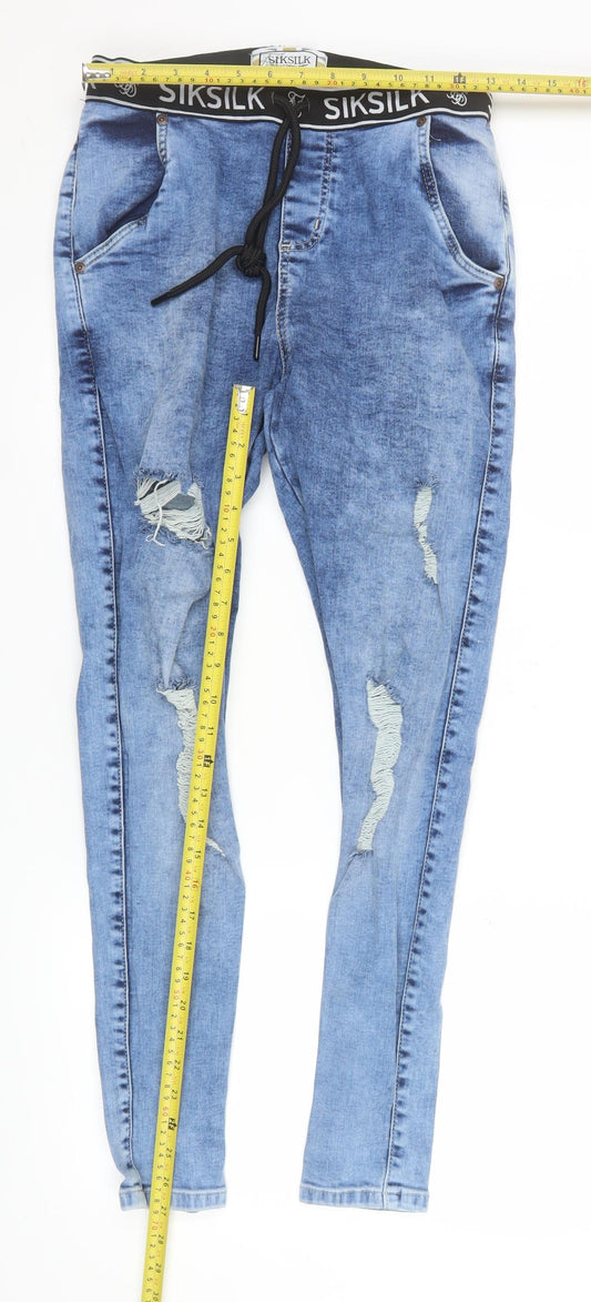 Mens UK Size S SikSilk Slim Fit Skinny Blue Jeans
