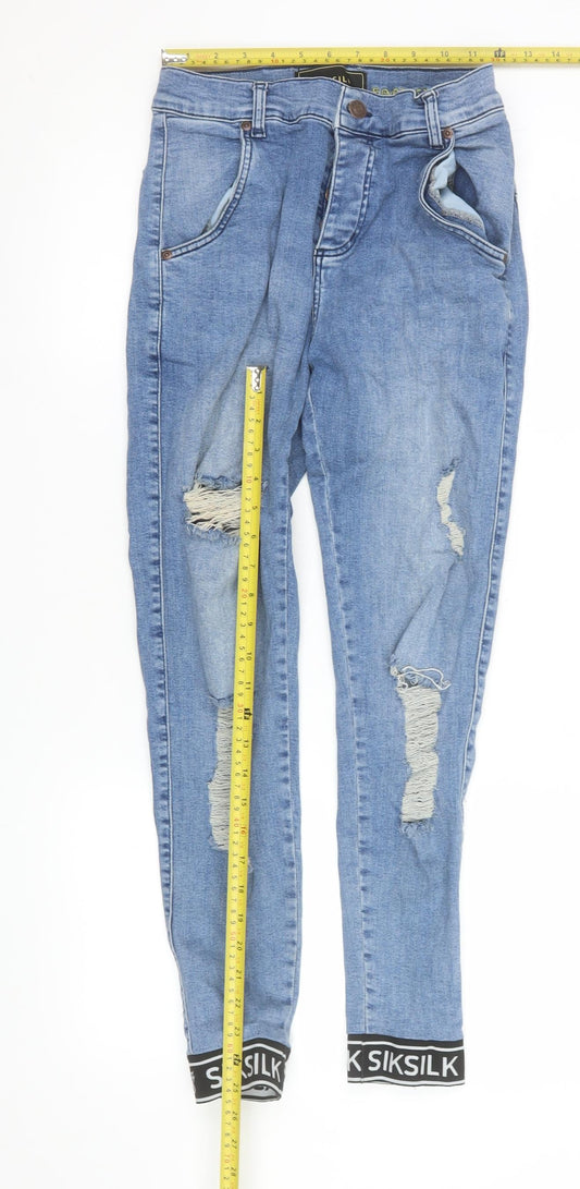 Mens UK Size S SikSilk Slim Fit Skinny Blue Jeans