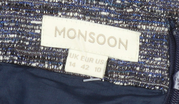 Womens UK Size 14 Monsoon Straight & Pencil Tweed Skirt