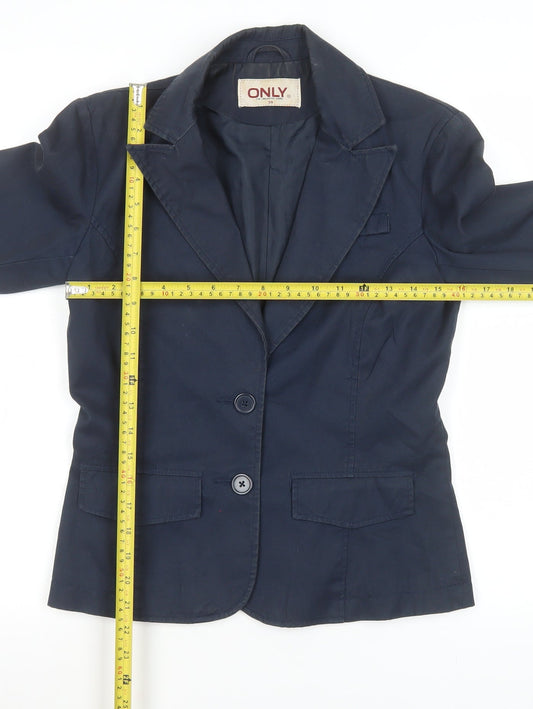 ONLY Women's Blue Cotton Blazer Jacket Size 10 Tailored Workwear