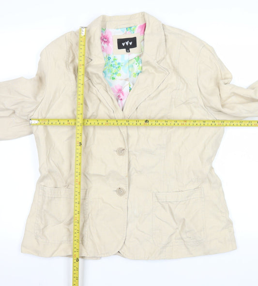 Marks & Spencer Per Una Beige Linen Single-Breasted Blazer Size 18