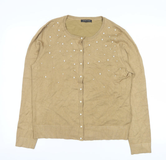 Womens UK Size XL Jeanne Pierre Beige Cardigan Jumper