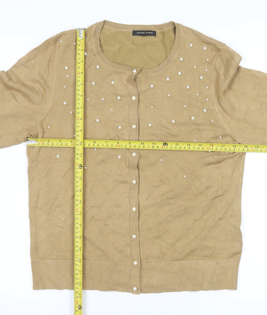 Womens UK Size XL Jeanne Pierre Beige Cardigan Jumper