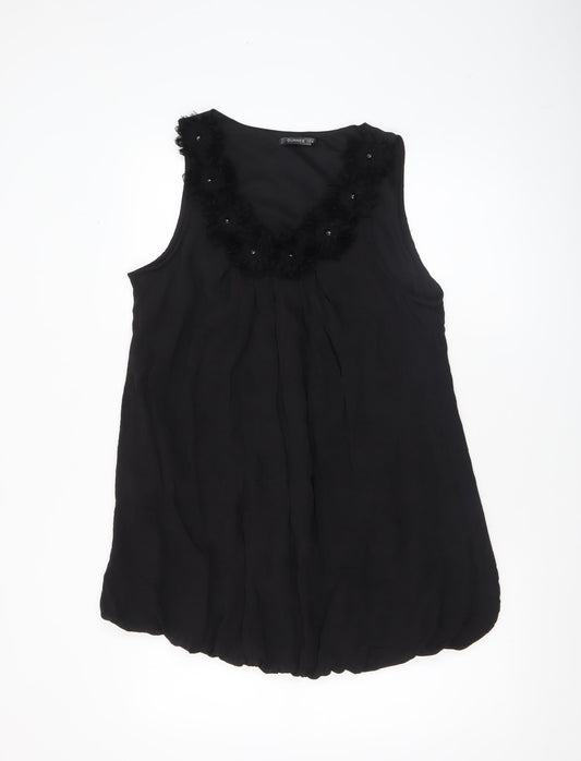 Womens UK Size 14 Dunnes Black Tunic Blouse