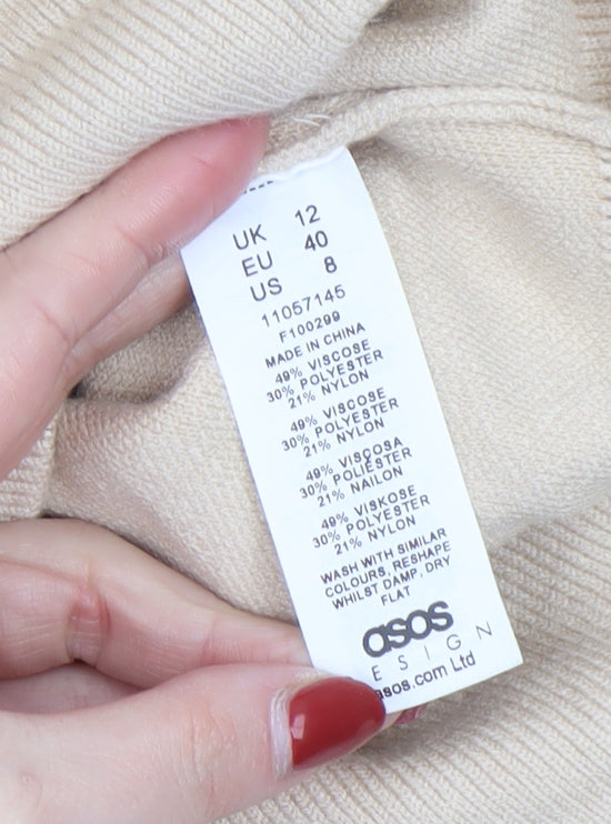 Womens UK Size 12 ASOS Beige Pullover Jumper