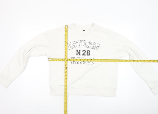 Womens UK Size 2XS H&M White Pullover Sweatshirt