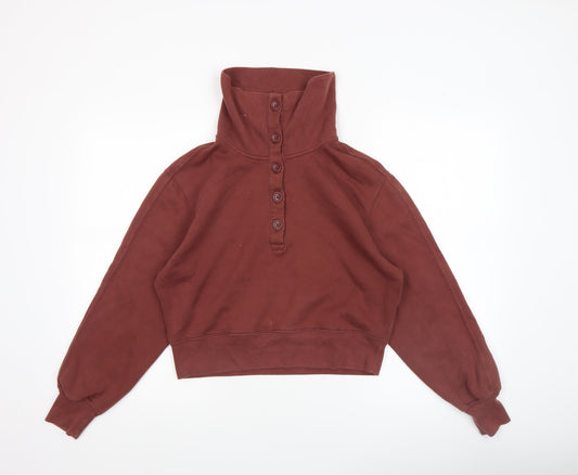 Womens UK Size XS Abercrombie & Fitch Brown Henley Sweatshirt