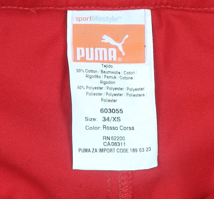 Womens UK Size XS PUMA Regular Fit Straight Red Trousers
