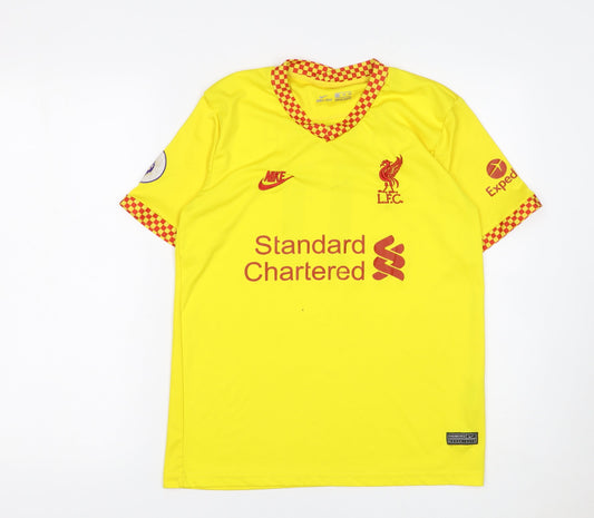 Additional front view of Nike boys’ yellow liverpool fc football jersey 16 years athletic fit