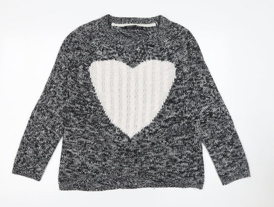 Womens UK Size 12 Heart & Soul Black Pullover Jumper