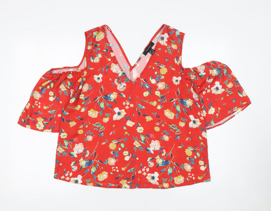 Womens UK Size 14 Atmosphere Red Tunic Blouse