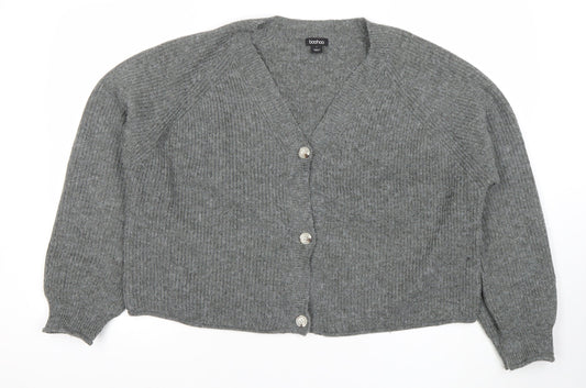 Womens UK Size L Boohoo Grey Cardigan Jumper