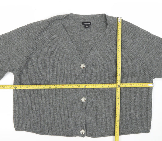 Womens UK Size L Boohoo Grey Cardigan Jumper