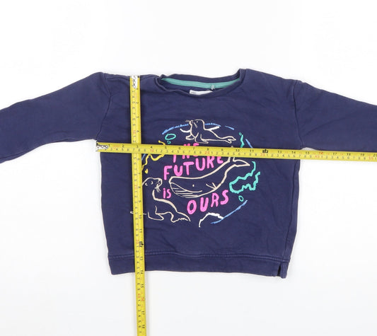 Marks & Spencer Boys Blue 6-7 Years Pullover Sweatshirt ‘The Future Is Ours’ Graphic