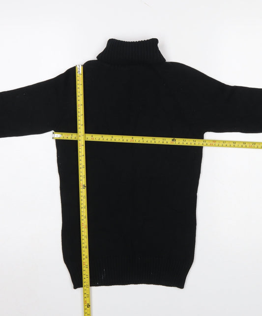 ZARA Women Black Roll Neck Slim Fit Long Sleeve Cotton Jumper S