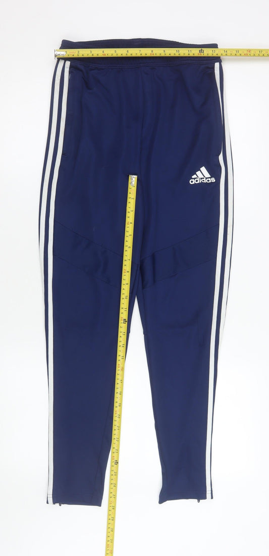 Mens UK Size S adidas Slim Fit Track Pants Blue Trousers
