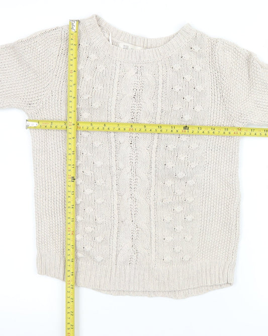 Womens UK Size 14 Zara Beige Pullover Jumper