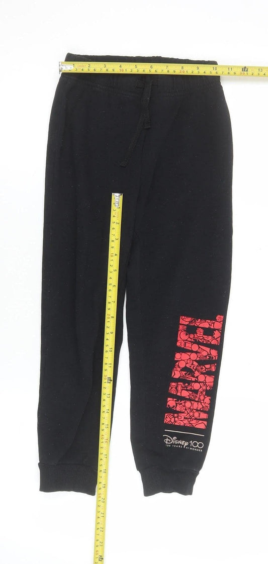 Disney Boys Black Marvel Jogger Trousers 6-8 Years Fleece Drawstring Pants