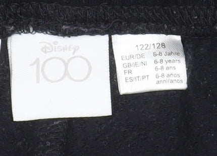 Brand and care label for Disney boys’ black marvel jogger trousers 6-8 years fleece drawstring pants