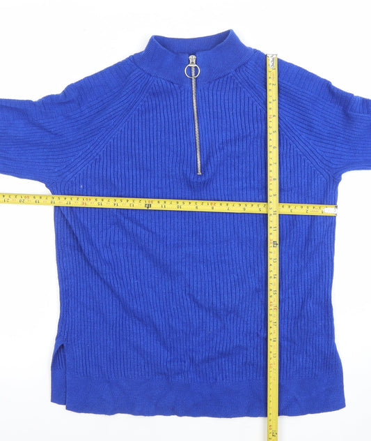 Womens UK Size M Marks and Spencer Blue Full Zip Jumper