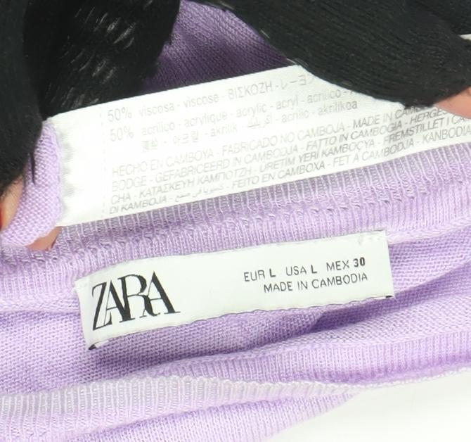 Womens UK Size L Zara Purple Pullover Jumper