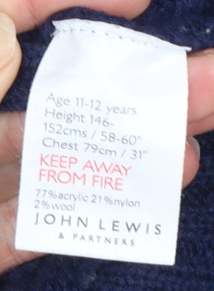 Girls UK Size 11-12 Years John Lewis & Partners Blue Cape Jumper
