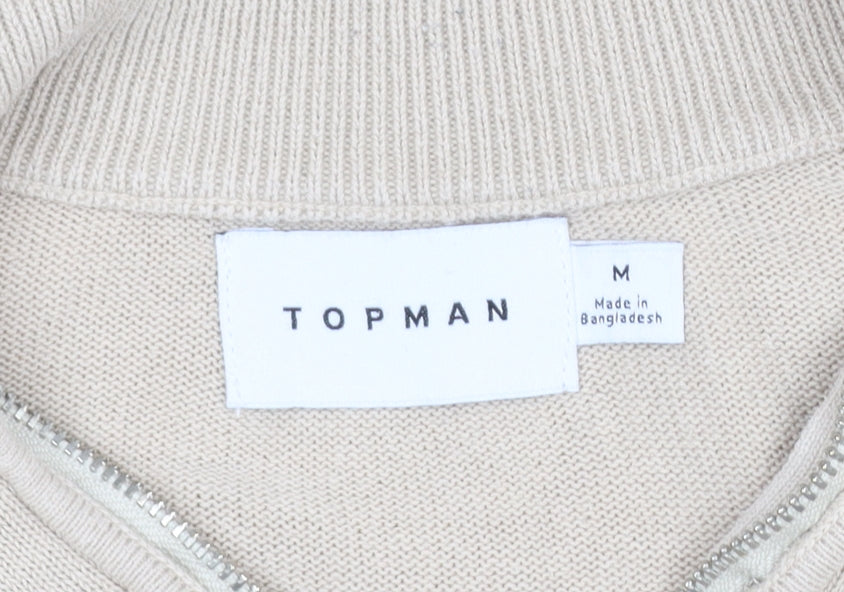 Mens UK Size M Topman Beige Full Zip Jumper