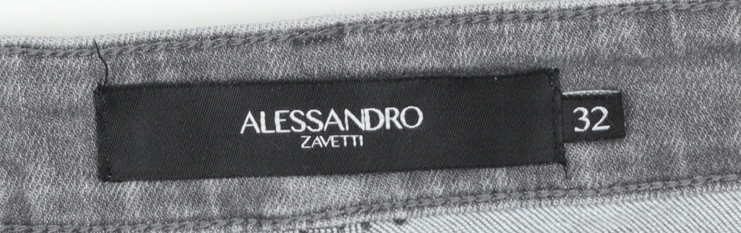 Mens UK Size 32 Alessandro Zavetti Slim Fit Skinny Grey Jeans