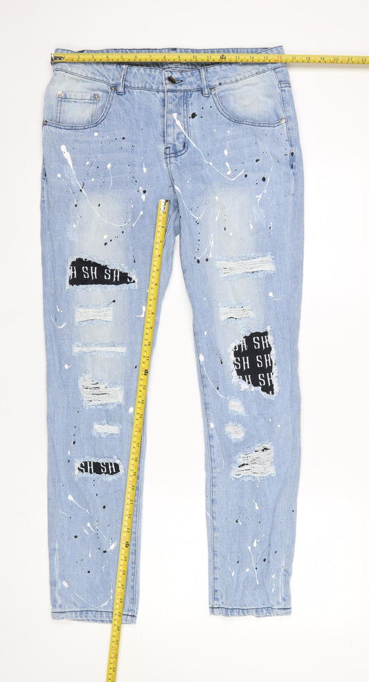 Mens UK Size 32 STAR HUSTLE Regular Fit Straight Blue Jeans