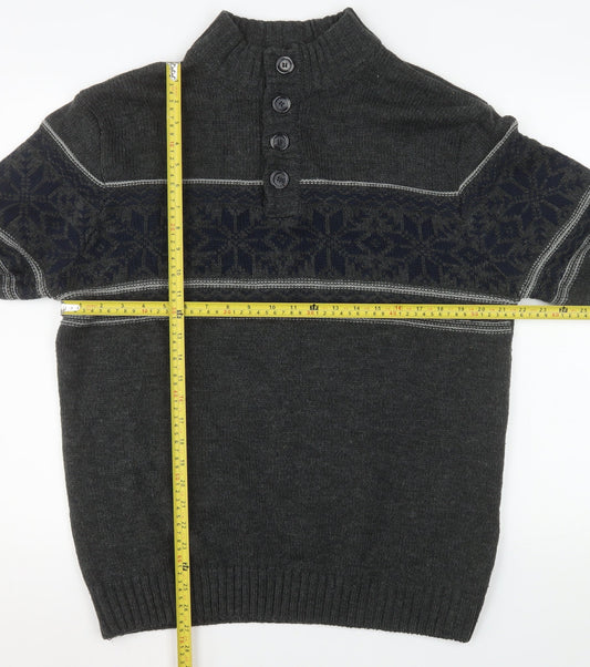 Mens UK Size XL Cedar Wood State Grey Henley Jumper