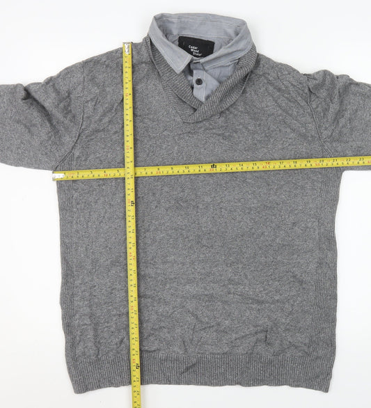 Mens UK Size XL Cedar Wood State Grey Henley Sweatshirt