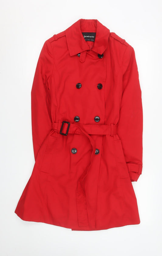 Womens UK Size 12 Stradivarius Red Trench Coat
