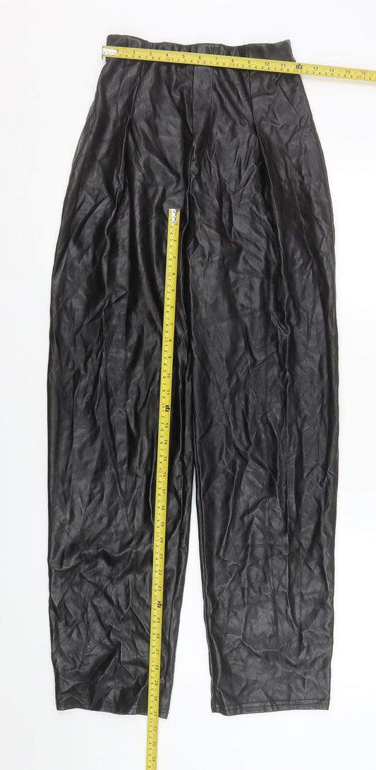 I Saw It First Womens Black Faux Leather High Waist Trousers Size 6