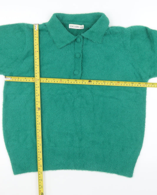 Womens UK Size 10 Gallery Green Henley Jumper