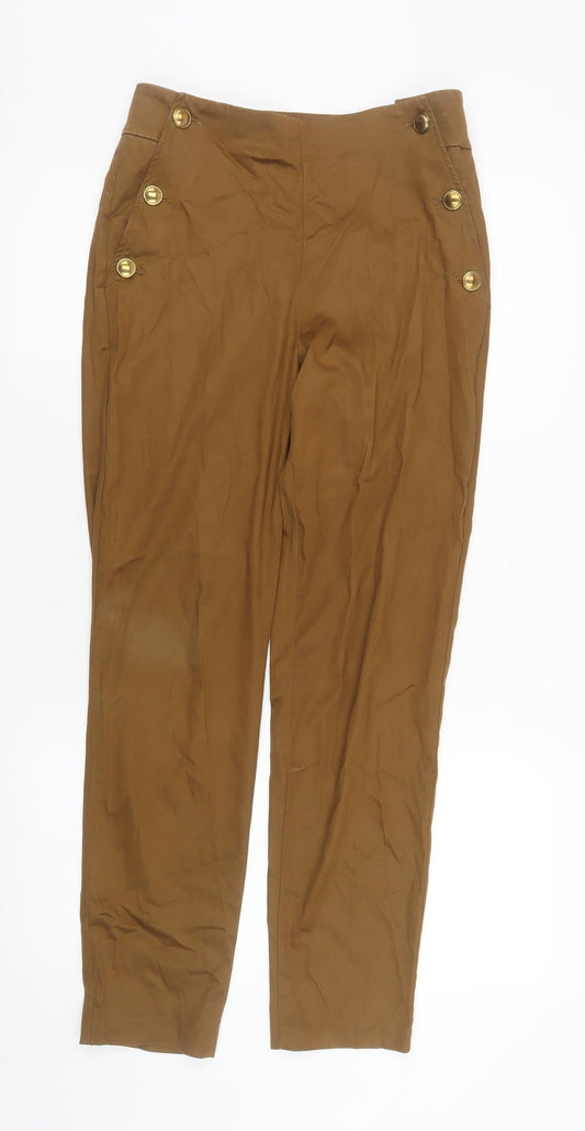 Additional front view of Massimo Dutti Women Brown High Rise Chino Trousers, size 8