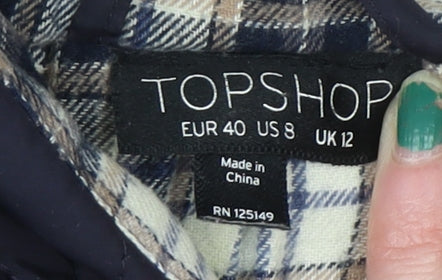 Womens UK Size 12 Topshop Blue Quilted Coat