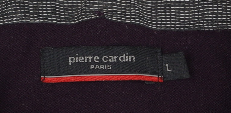 Mens UK Size L Pierre Cardin Purple Henley Jumper
