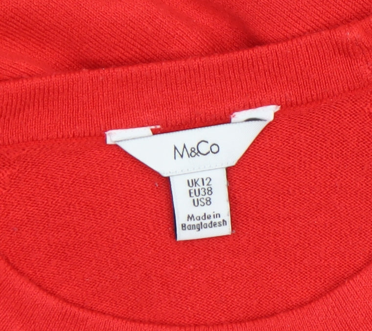 Womens UK Size 12 M&Co Red Pullover Jumper