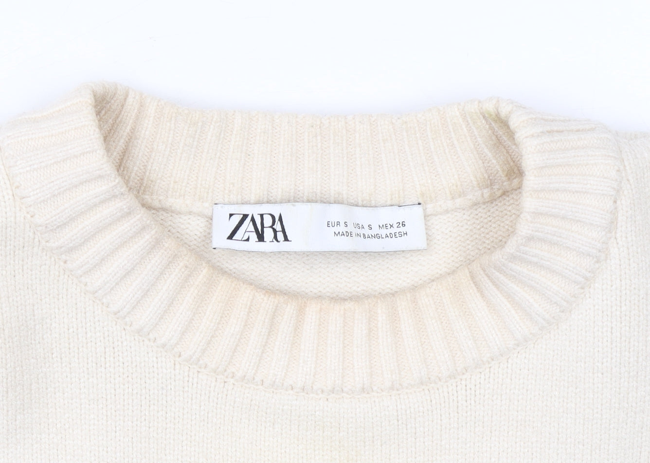 Womens UK Size S Zara Ivory Pullover Jumper