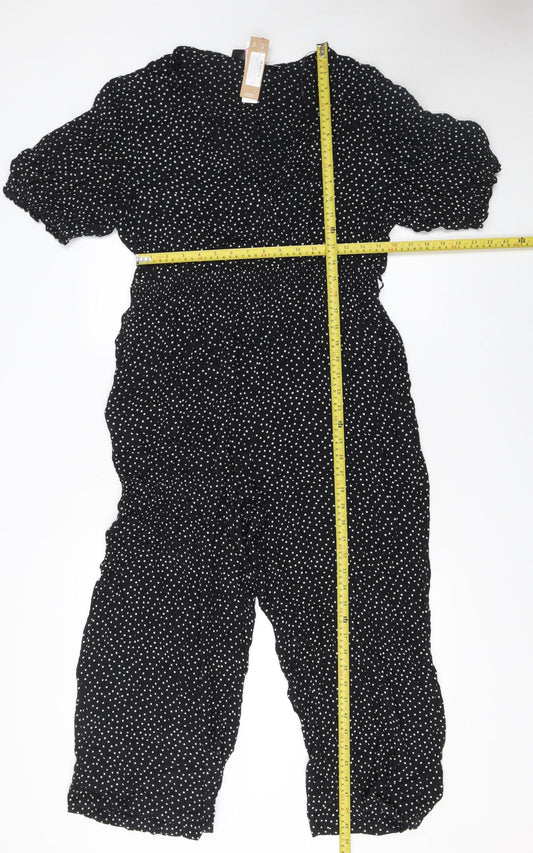 Accessorize Women Black Polka Dot Jumpsuit Size 18 Short Sleeve