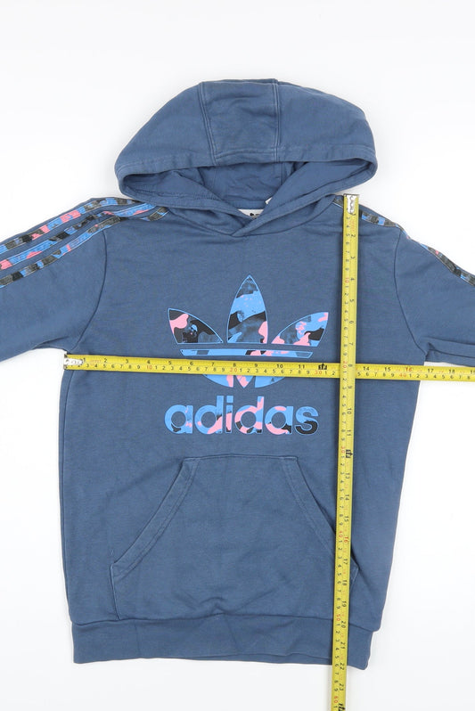 Girls UK Size 11-12 Years adidas Blue Pullover Hoodie