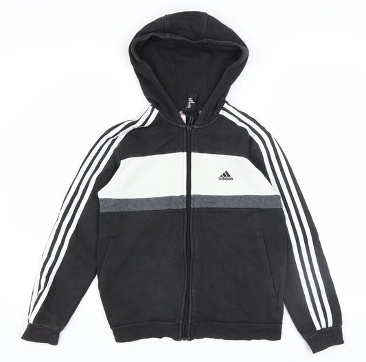 Boys UK Size 11-12 Years adidas Black Full Zip Hoodie
