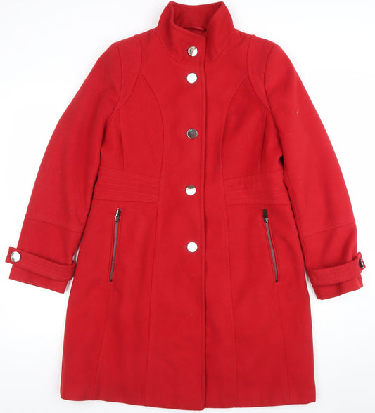 Womens UK Size 14 Wallis Red Overcoat