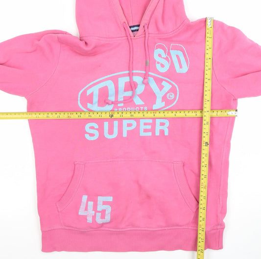 Womens UK Size M Superdry Pink Pullover Hoodie